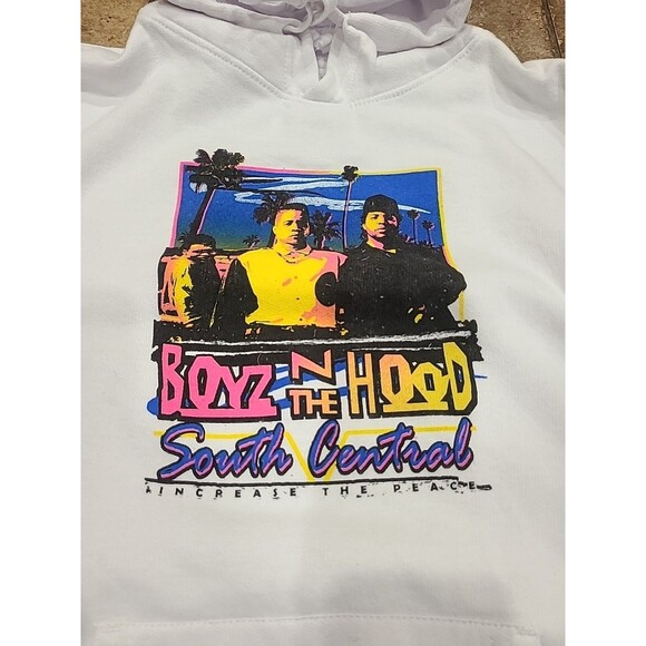 Philcos Boyz N The Hood Movie Film Hoodie Mens Small White Graphic Hip Hop - Picture 2 of 7